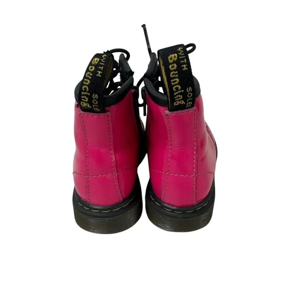 Dr. Martens Baby Girl Size 8 Hot Pink  Patent Leather Lace Up Combat Boots 1460T